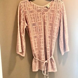 Lucky Brand women’s tunic top crochet pink boho
